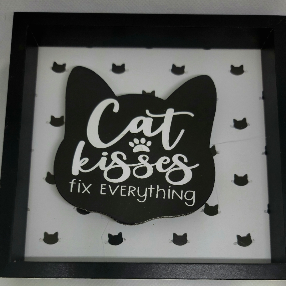 "Cat kisses fix everything" home decor plaque